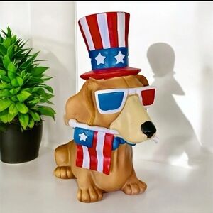 Patriotic Dachshund Doxie Dog 4th Of July Americana Uncle Sam Figure Decor NEW